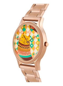 Chumbak TEAL BY CHUMBAK Women's Analog Rose Gold Metal Watch | Stainless Steel Link Strap (Carnival Cat)  - Image 3