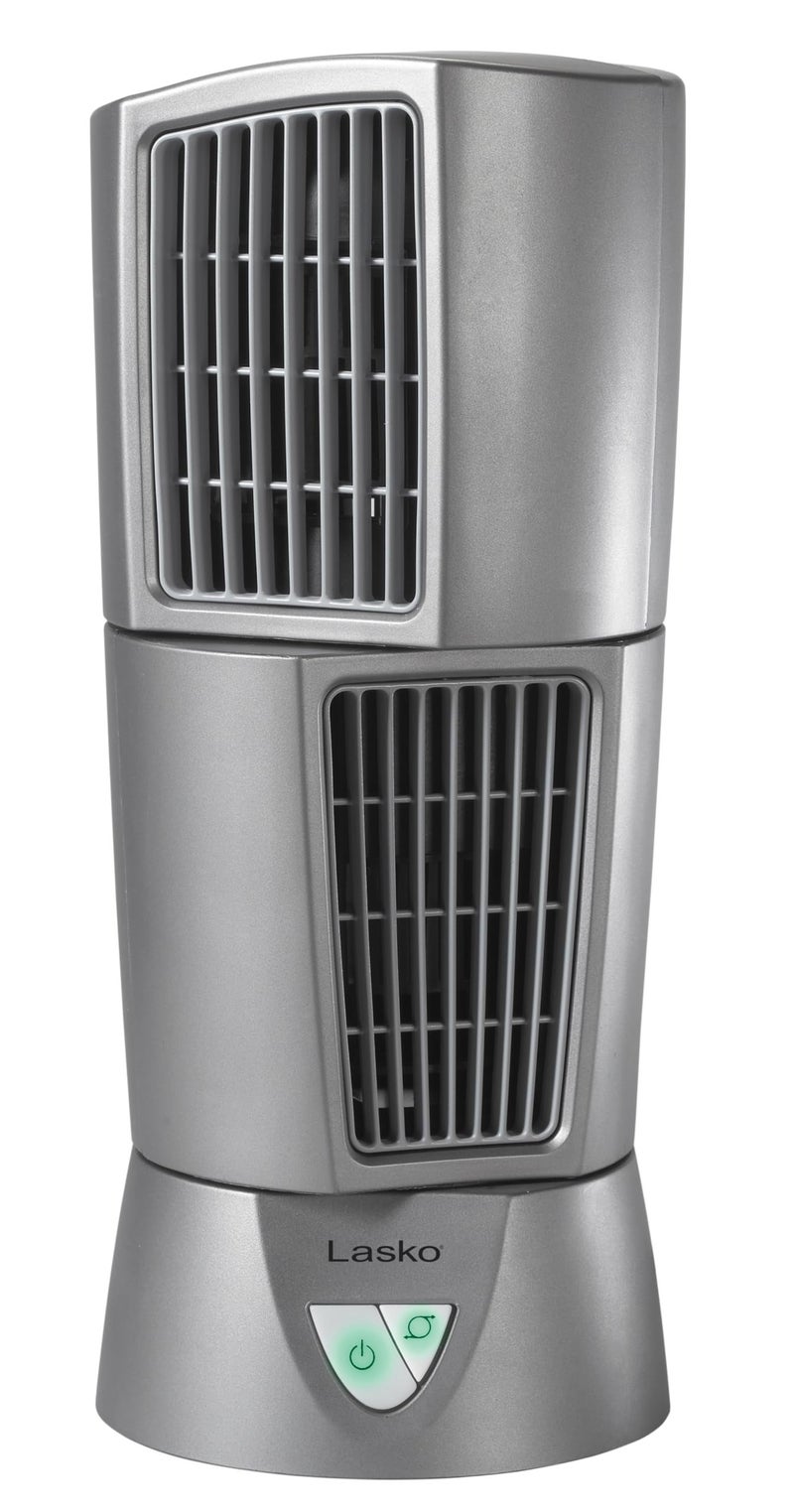 Lasko Wind Tower Platinum Compact Desktop Fan for Home with 3 Speeds, Widespread Oscillation, 14", Gray, 4910 - Image 1