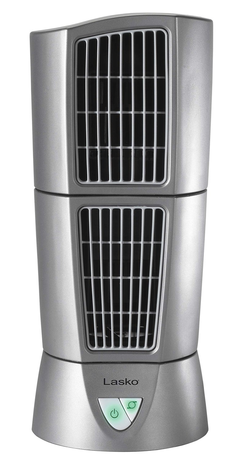 Lasko Wind Tower Platinum Compact Desktop Fan for Home with 3 Speeds, Widespread Oscillation, 14", Gray, 4910 - Image 2