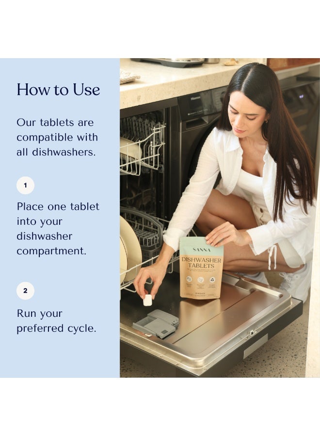 سانا Dishwasher detergent tablets SANNA - eco-friendly, plastic-free, fragrance-free & natural -Powerful Clean for Glass & Dishes - 15 Eco Tablets - Image 5