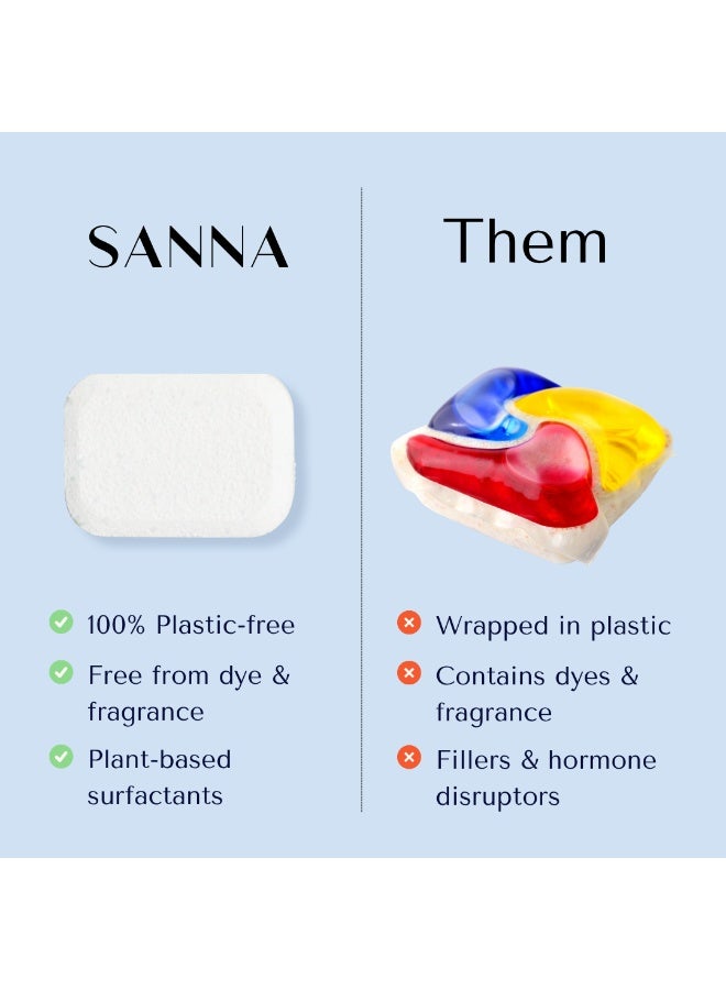 سانا Dishwasher detergent tablets SANNA - eco-friendly, plastic-free, fragrance-free & natural -Powerful Clean for Glass & Dishes - 15 Eco Tablets - Image 4