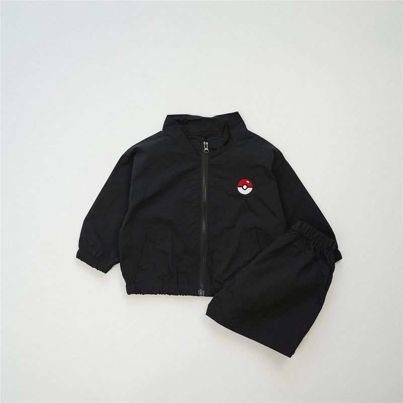 Childrens suit spring clothes boys zipper shirt girls Korean cartoon top shorts spring and summer childrens clothing wholesale orange red - Image 2