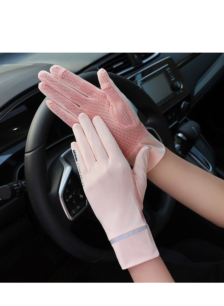 1-Pair UV Protection Summer Sunscreen Gloves pink - Image 1
