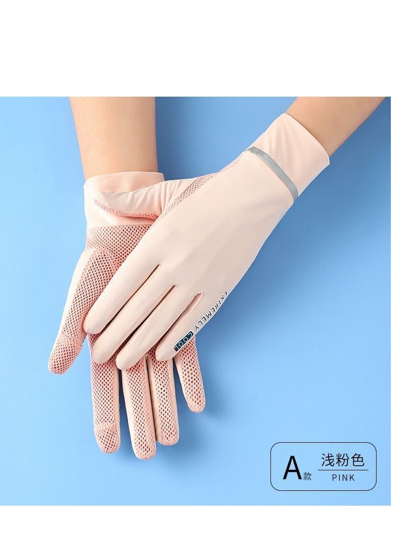 1-Pair UV Protection Summer Sunscreen Gloves pink - Image 2