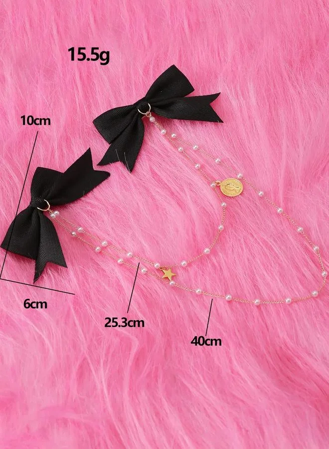 Take Two  Bow Hair Clip with Chain for Women | Best Price UAE