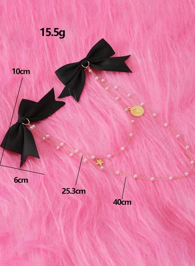 Take Two  Bow Hair Clip with Chain for Women | Best Price UAE