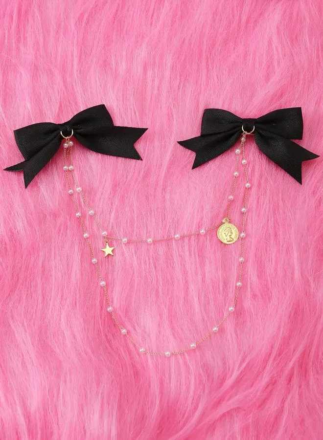 Take Two  Bow Hair Clip with Chain for Women | Best Price UAE