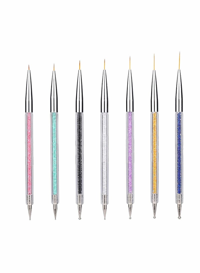 7 Pcs Dual-Ended Nail Art Brush Set - Liner & Dotting Tools for Perfect Nail Designs, Includes 5/7/9/11/14/16/20 mm Brushes - Image 1