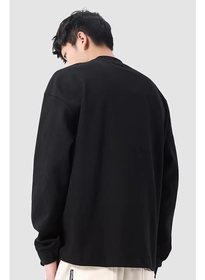 ماك جاباجز MAC Jabags Extra Large Black Shoulder Sports T-shirt - Made of soft pure cotton, with a loose round neck and , simple yet unique, suitable for daily casual, streetwear, and home wear. This is a long sleeved closed T-shirt suitable for both men and women - Image 4