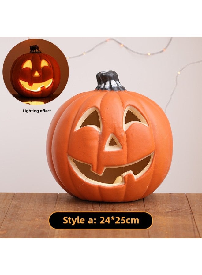 Loquat Decorations Pumpkin Lantern Decorations Theme Scene Arrangement Children's Props Dress Up Ornaments-Color:Type A, Battery Model Issued By Default - Image 1