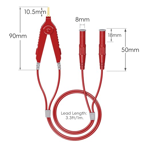 Goupchn LCR Meter Test Leads Terminal Kelvin Clips Cable Wires to 4mm Safety Banana Plugs 1.2m/3.94ft for DMM - Image 2