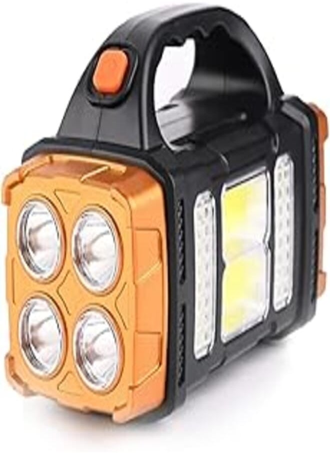 Skytone SKYTONE High Lumens Tourchlight Rechargeable Handheld COB Flood Portable LED Light Solar Plastic Flashlight Multifunctional Camping Portable Outdoor Emergency Light with Warm (Yellow) and White Light 