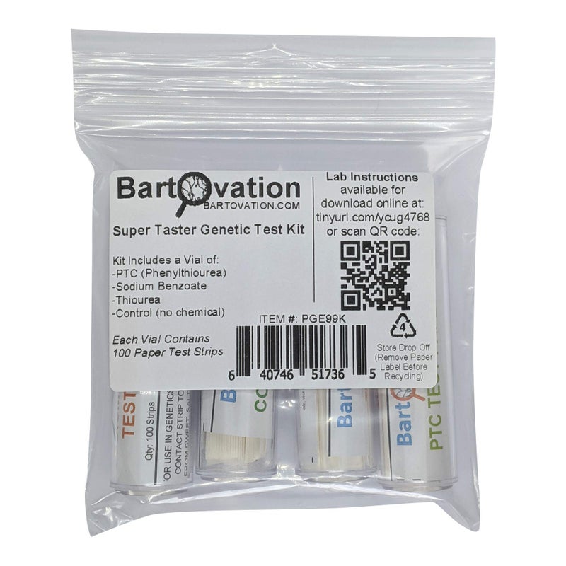 Bartovation Super Taster Test Genetics Lab Kit with Instructions, Phenylthiourea (PTC), Sodium Benzoate [Each Vial Includes 100 Paper Strips] - Image 3