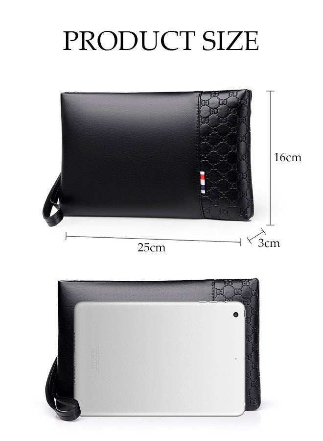 DUNISO Men's Clutch Bag, Clutch Envelope Bag, Fashionable Youth Bag Trendy Lychee Pattern, Storage Wrist Bag, Wallet, Suitable For Daily Travel, Work - Image 2