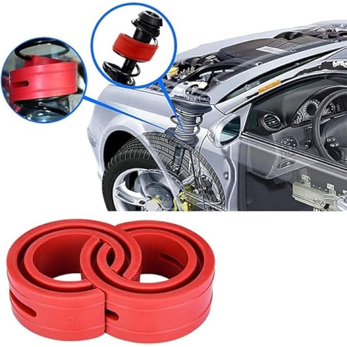 Unity Shock Absorber 2Pc Car Shock Absorber Buffer Spring Bumper Cushion Red Tpe Type AFCE Red - Image 4
