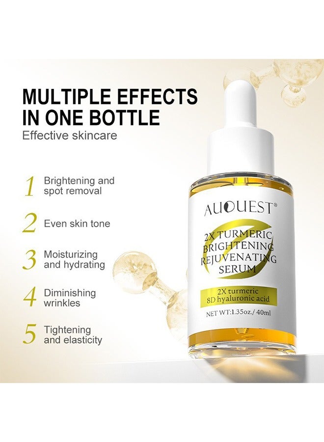 AuQuest 2x Turmeric Brightening Rejuvenating Serum, Brightening, Freckle removal, Skin Rejuvenation for Skin Brightening 40ml, Anti-Wrinkle And Anti-Aging | 2x Turmeric, 8D Hyaluronic Acid, Vitamin C Serum 40ml - Image 2