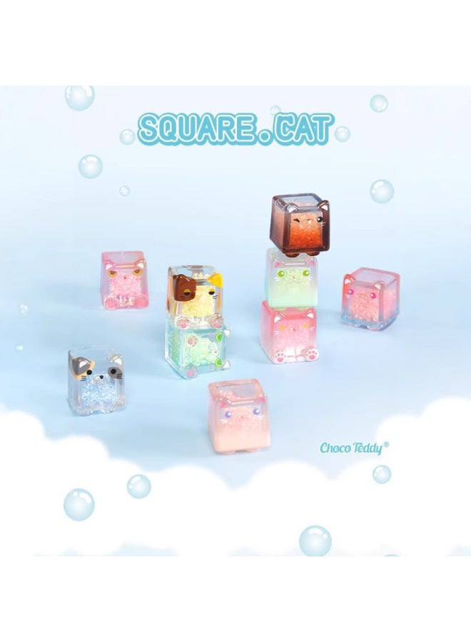 Square Stacked Cat Luminous Cute Ice Cube Doll Blind Box Ornament Gift-Color:Single Bag Price (12 Bags In The Whole Box, 96 Bags In The Whole Box) - Image 1