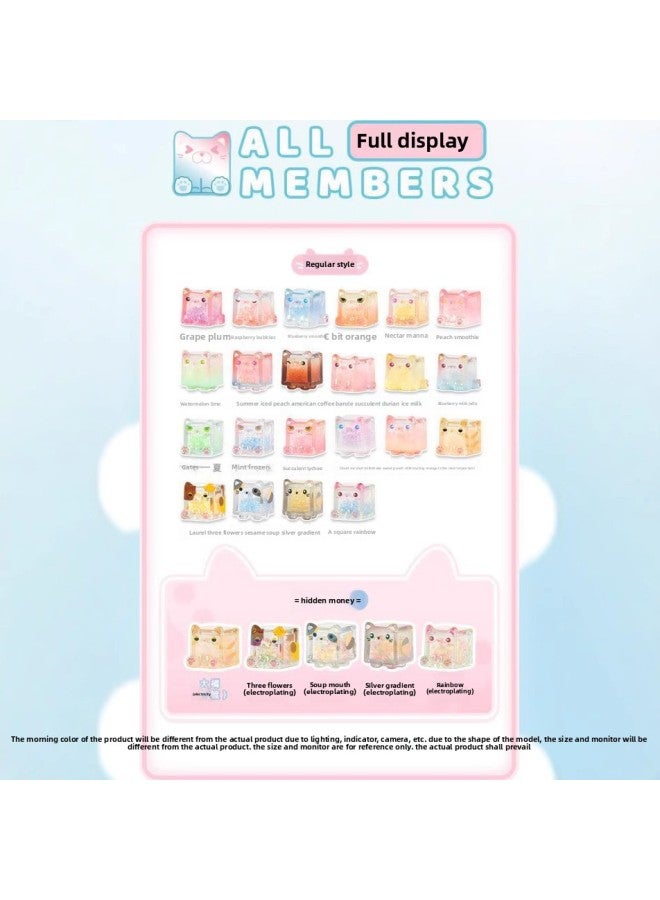 Square Stacked Cat Luminous Cute Ice Cube Doll Blind Box Ornament Gift-Color:Single Bag Price (12 Bags In The Whole Box, 96 Bags In The Whole Box) - Image 5