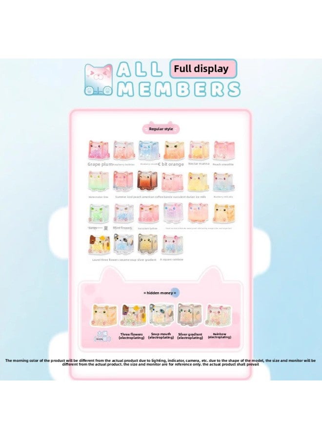 Square Stacked Cat Luminous Cute Ice Cube Doll Blind Box Ornament Gift-Color:Single Bag Price (12 Bags In The Whole Box, 96 Bags In The Whole Box) - Image 2