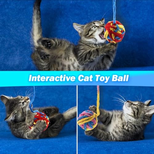 KUTKUT 6Pcs Cat Yarn Toys - Colorful Woolen, Furry Rattle Ball for Kitty & Kitten Training Indoor Play, Pet Cat Interactive Chasing Cotton Thread Toy - Image 5