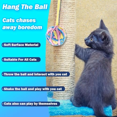 KUTKUT 6Pcs Cat Yarn Toys - Colorful Woolen, Furry Rattle Ball for Kitty & Kitten Training Indoor Play, Pet Cat Interactive Chasing Cotton Thread Toy - Image 4