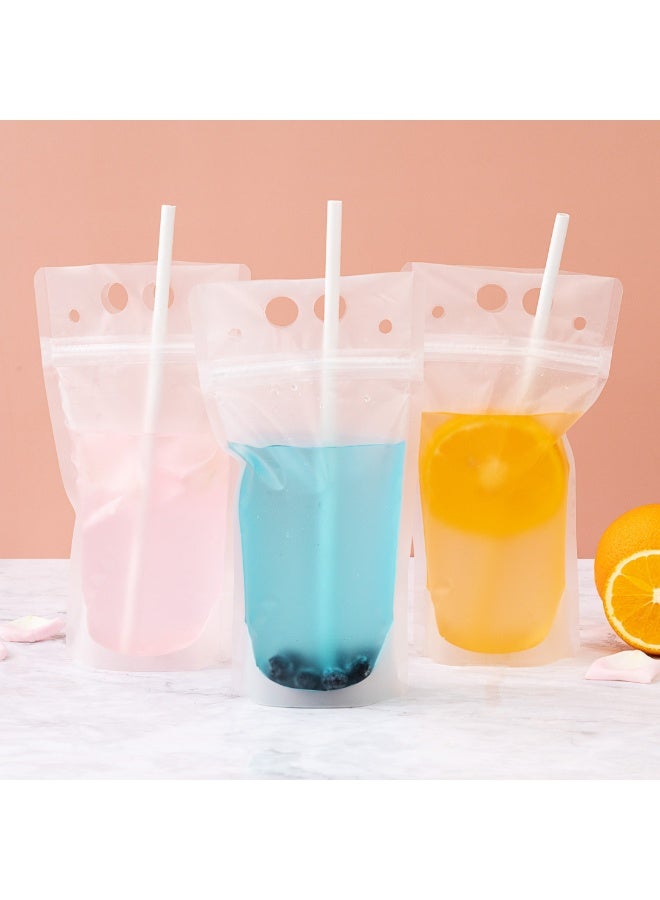 Restaurantware Bag Tek 5.1 X 1.6 Inch Drink Pouches, 100 Double Zipper Juice Pouches - Hand-Held, Straw Storage, Translucent Plastic Drink Bags, Heavy Duty, Tamper-Evident - Image 3
