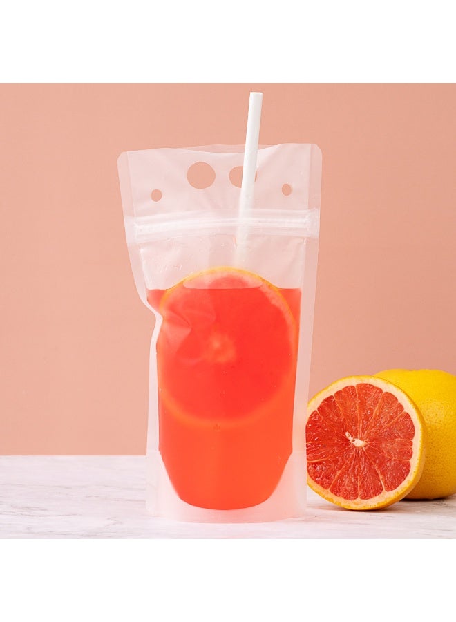 Restaurantware Bag Tek 5.1 X 1.6 Inch Drink Pouches, 100 Double Zipper Juice Pouches - Hand-Held, Straw Storage, Translucent Plastic Drink Bags, Heavy Duty, Tamper-Evident - Image 4