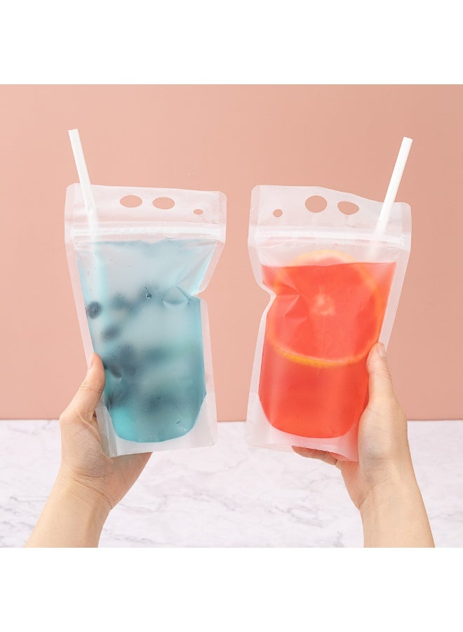 Restaurantware Bag Tek 5.1 X 1.6 Inch Drink Pouches, 100 Double Zipper Juice Pouches - Hand-Held, Straw Storage, Translucent Plastic Drink Bags, Heavy Duty, Tamper-Evident - Image 5