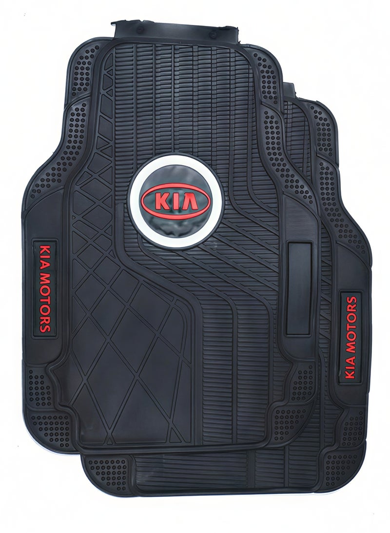 كيا مجموعة دواسات سيارة امامية وخلفية مخصصة من الجلد بتغطية كاملة مضادة للماء مانعة للانزلاق بلون اسود لسيارة كيا من 5 قطع - Image 1