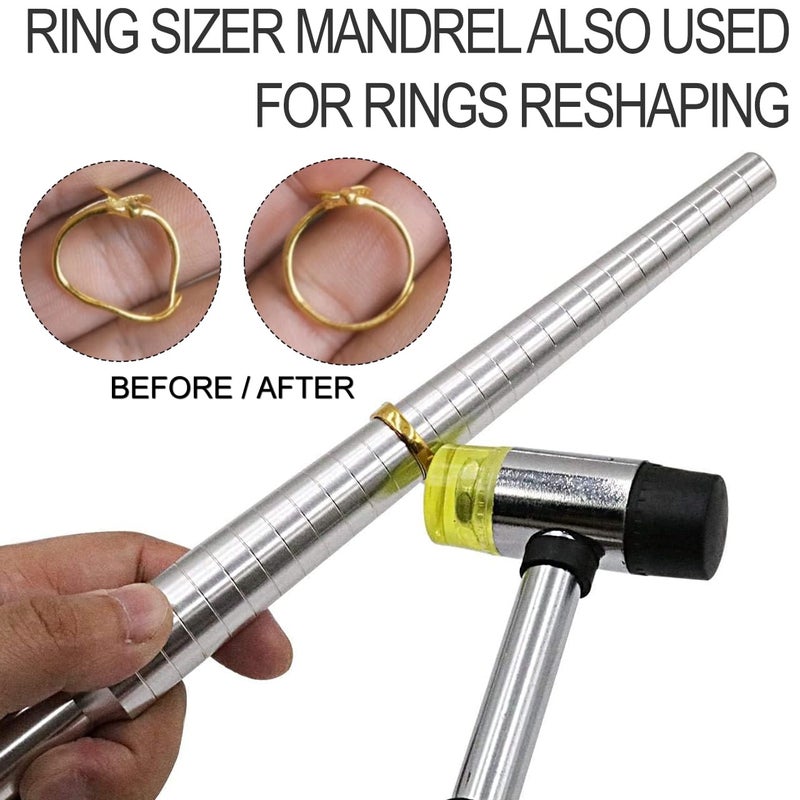 PHYHOO Ring Sizer Measuring Tool Metal Ring Mandrel Ring Measurer and Ring Sizer Women Men Ring Sizing Kit Finger Ring Size Measure Jewelry Measurement - Image 3