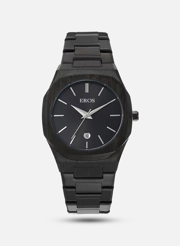 Eros Black steel men's watch 