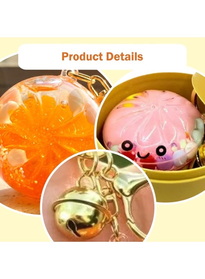 LuckyNov Cute Dumpling Keychain Toy, Hard Shell 3D Bun Shaped Fidget Keyrings with Bell, Style Bag Charms, Perfect Holiday & Birthday Gifts (pink) - Image 2