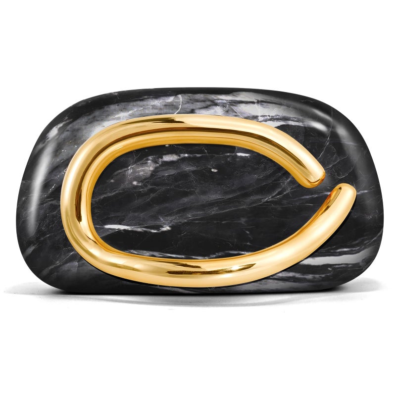 NEWROGENG Clutch Purses for Women Formal, Leather Evening Bags with Chain, Trendy Metal Handle Purses and Handbags 2025, Marble Black - Image 1