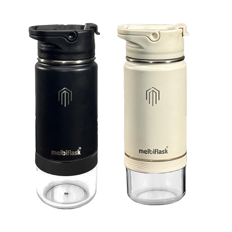 Melbify Couple Mini Flask Combo Pack of 2 500 ml Stainless Steel Hot 12 hr Cold 24 Hrs Water Bottle Ideal for Office Gym Sport Home Travel