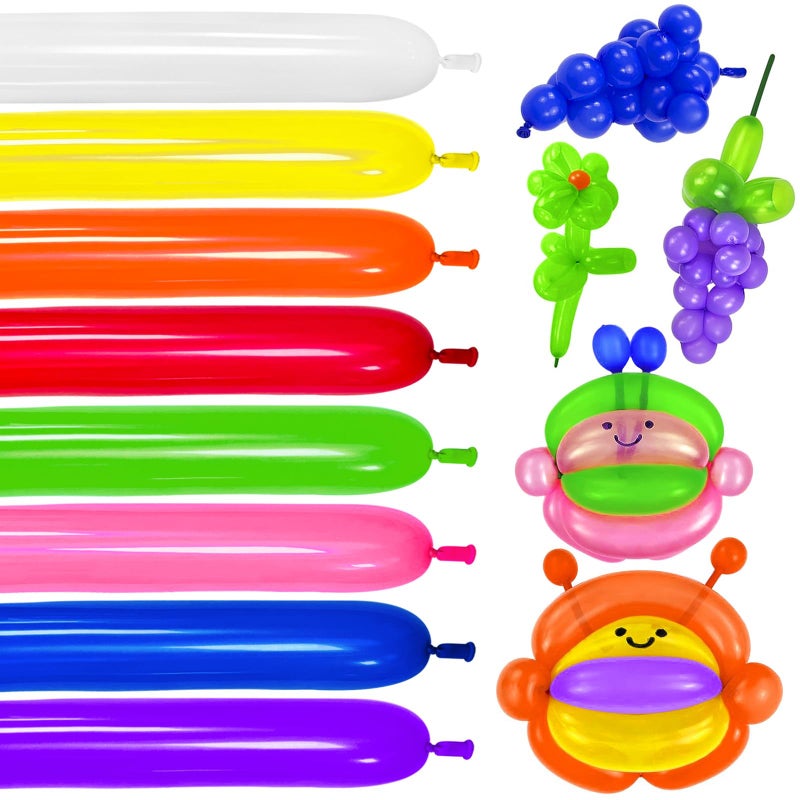 KUULBELA 260 Balloons for Twisting Balloon Animal,Long Skinny LatexBalloons for Modelling,Magic Balloon Animal Kit for Weddings Birthdays Party decoration,100Pcs,Multi - Image 1