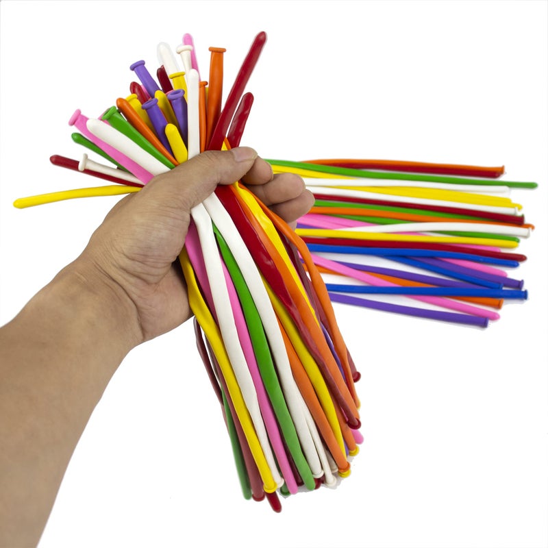 KUULBELA 260 Balloons for Twisting Balloon Animal,Long Skinny LatexBalloons for Modelling,Magic Balloon Animal Kit for Weddings Birthdays Party decoration,100Pcs,Multi - Image 3