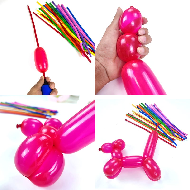 KUULBELA 260 Balloons for Twisting Balloon Animal,Long Skinny LatexBalloons for Modelling,Magic Balloon Animal Kit for Weddings Birthdays Party decoration,100Pcs,Multi - Image 5