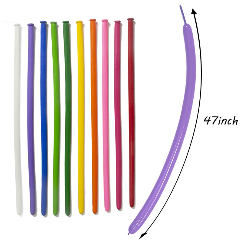 KUULBELA 260 Balloons for Twisting Balloon Animal,Long Skinny LatexBalloons for Modelling,Magic Balloon Animal Kit for Weddings Birthdays Party decoration,100Pcs,Multi - Image 2
