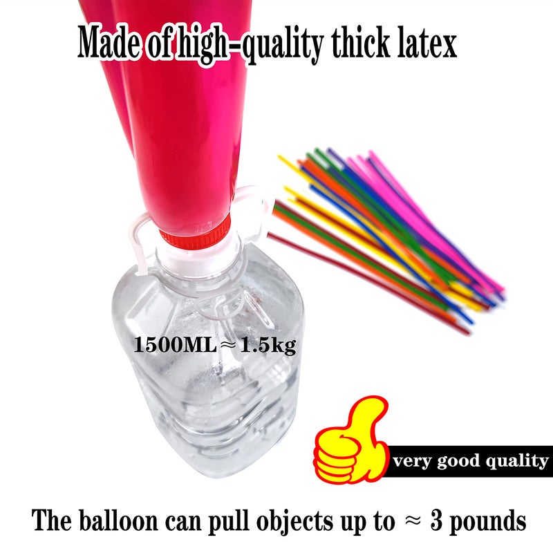 KUULBELA 260 Balloons for Twisting Balloon Animal,Long Skinny LatexBalloons for Modelling,Magic Balloon Animal Kit for Weddings Birthdays Party decoration,100Pcs,Multi - Image 4