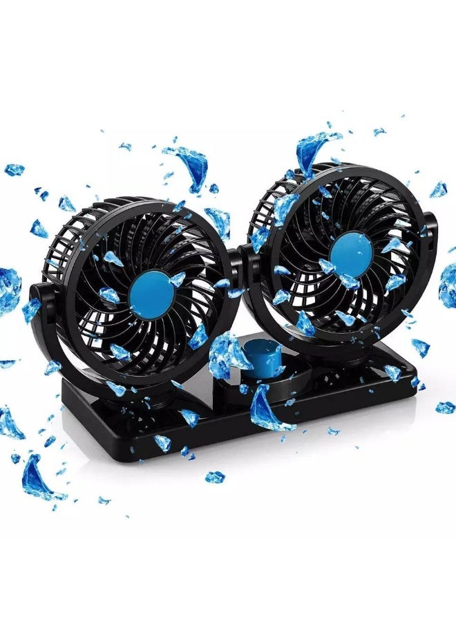 Double Head Car Fan – 5-Blade Powerful Cooling Fan for Vehicles M - Image 1
