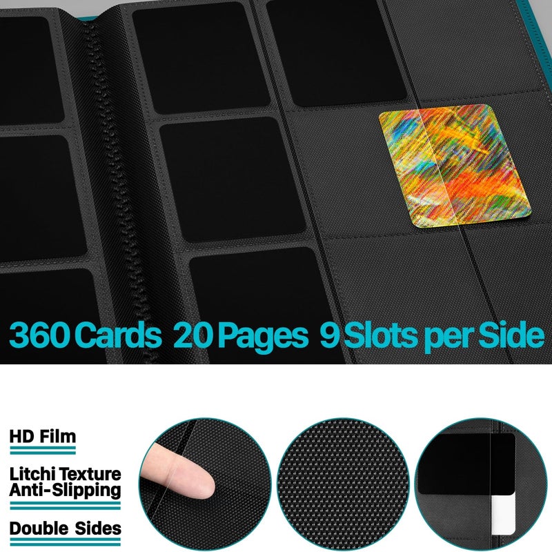 fafacy ?2025?Trading Card Binder 9 Pocket Pages  Sports Hockey Card Binder Collector Side-loading Baseball Card Holder Binder with Sleeves 20 Sheets 360 Game Card Binders for Football Soccer  - Image 5