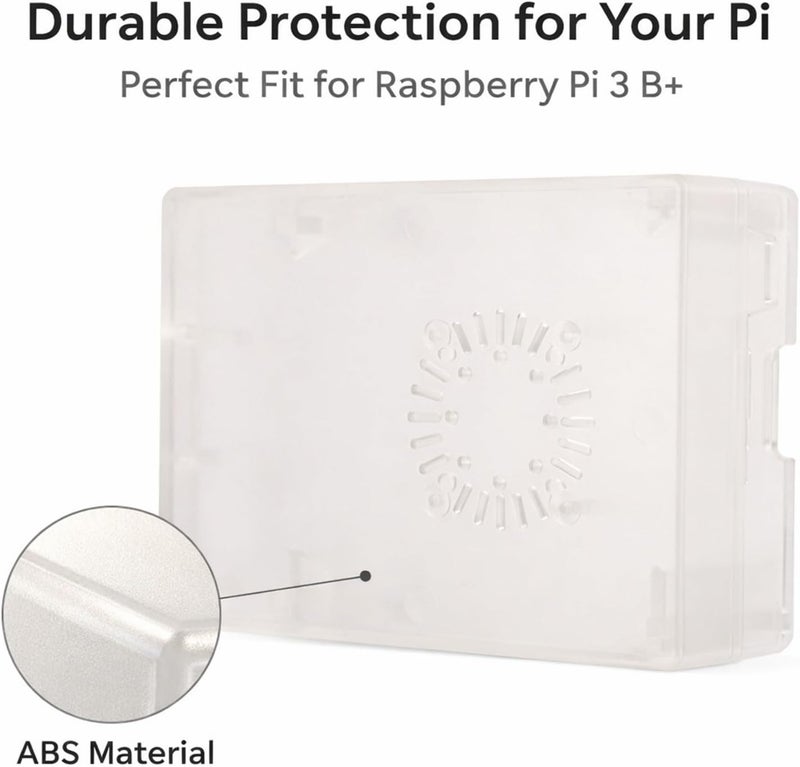 Protective Enclosure Case for Raspberry Pi 3 Modelo B +, Flame Retardant ABS, Burr Free Design - Durable Protection, Heat Dissipation Vents, Ideal for Electronics Projects (Clear) - Image 2