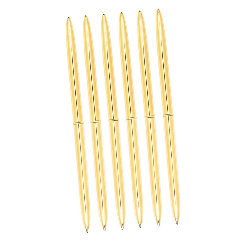 6Pcs Dual Metal Ballpoint Pen Gold Finish Lightweight For School Office Comfortable Writing - Image 2