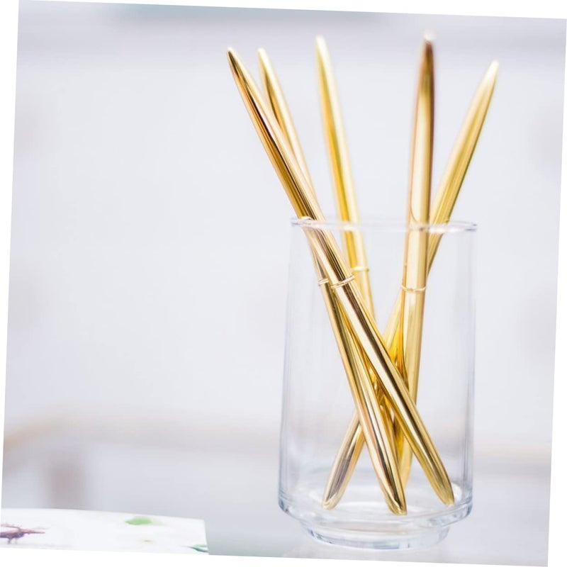 6Pcs Dual Metal Ballpoint Pen Gold Finish Lightweight For School Office Comfortable Writing - Image 3
