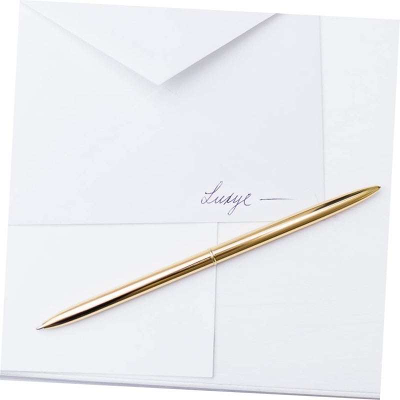6Pcs Dual Metal Ballpoint Pen Gold Finish Lightweight For School Office Comfortable Writing - Image 5