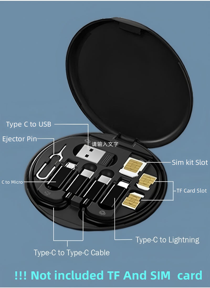 فليفيو صندوق تخزين تحويل كابل USB، محول كابل شحن متعدد الأنواع، أداة نقل بيانات دقيقة تحتوي على دبوس إخراج فتحة بطاقة SIM، يُستخدم أيضًا كحامل هاتف (أسود)  - Image 5