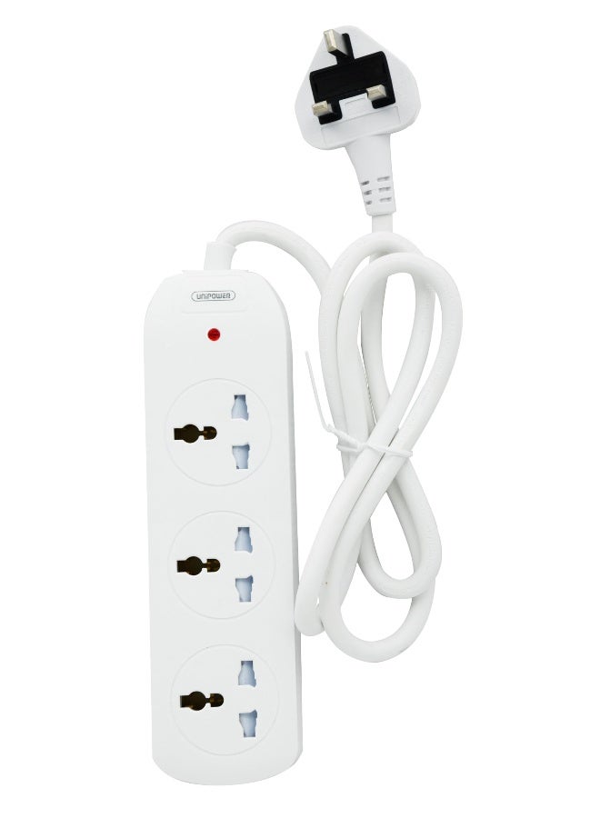 Unipower يويني باور 3 في 1، شرائط الطاقة EX-1762 كابل تمديد مع 3 مخارج، محول كهربائي عالمي مع ستائر أمان، مقبس شحن مع كابل تمديد مقاوم للحرارة بطول 1.5 متر (أبيض) معتمد من ESMA - Image 3