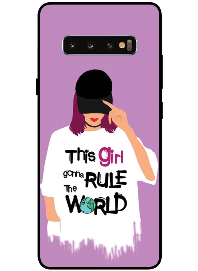 EYE CATCH Protective Case Cover For Samsung Galaxy S10 Plus 5G 6.7 Inches Smart Series Printed Protective Case Cover for Samsung S10 Plus 5G The Girl Gonna Rule the World - Image 1