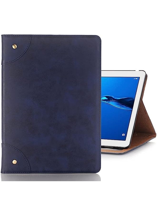 HuHa - HuHa Case Cover Compatible For Huawei MediaPad M3 Lite 10 Vintage Book Style Horizontal Flip Environmental PU Leather Case with Holder & Card Slots & Wallet & Photo Frame Blue - Image 1