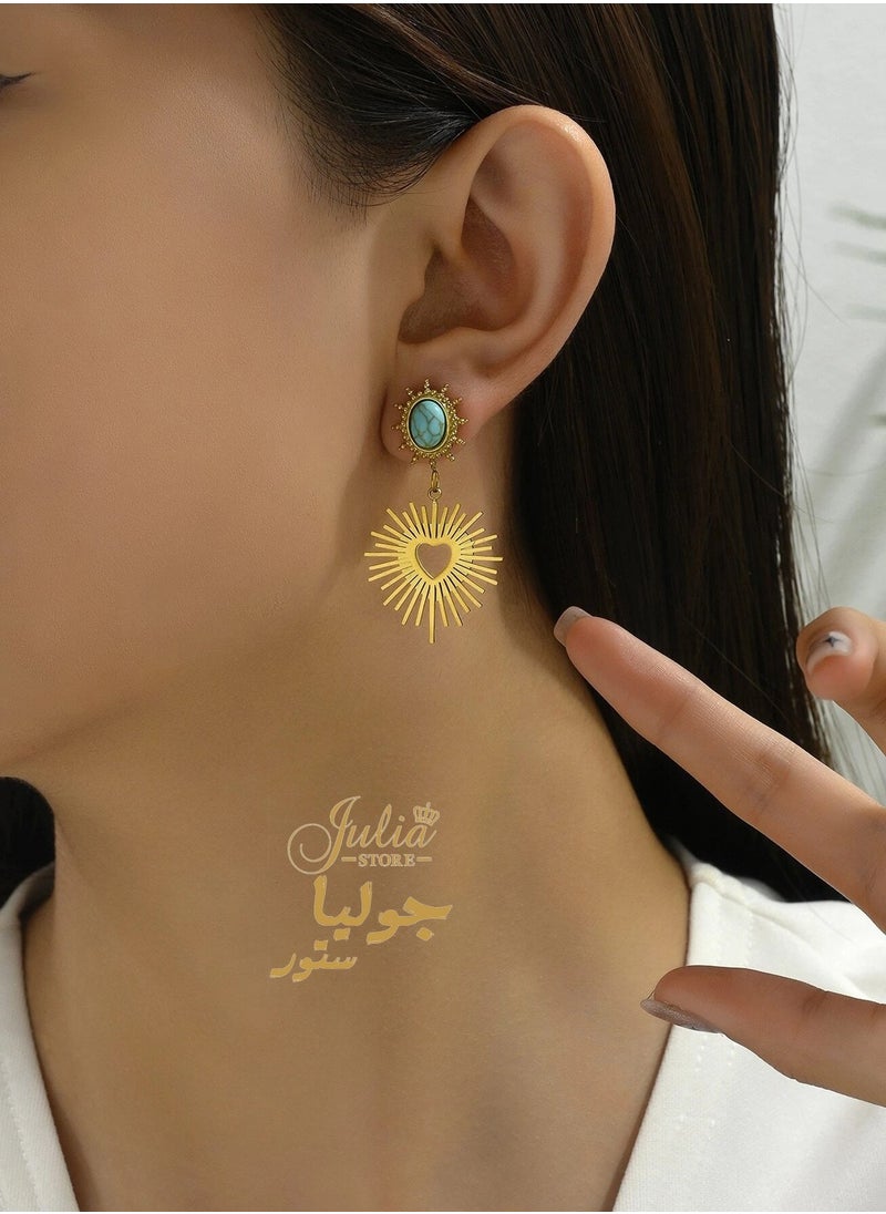 Julia Store - Vintage Love Asymmetrical Heart & Turquoise Dangle - Image 1